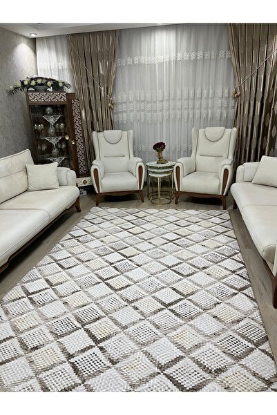 osmanlı home Pamuk,Yıkanabilir Lastiksiz Halı Örtüsü Yıkanabilir Leke Tutmaz 6m2