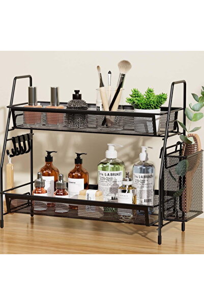 COOYA Large Countertop Organizer with Basket, Spice Rack Organizer, Kitchen shelf