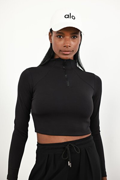 5in1Canpolat Black Stand Collar Zippered Bodysuit 4205