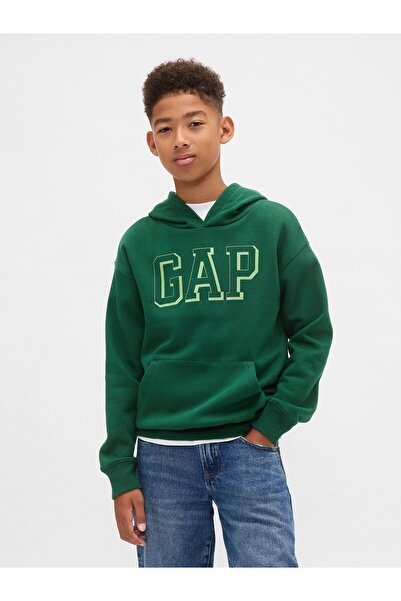 GAP Erkek Çocuk Koyu Yeşil Relaxed Logo Sweatshirt