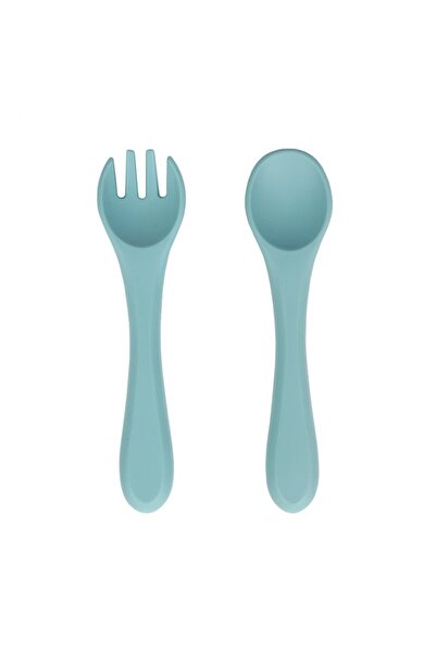 Sevi Bebe Sevibebe Baby Kids Silicone Spoon and Fork Set Turquoise Art-509-13