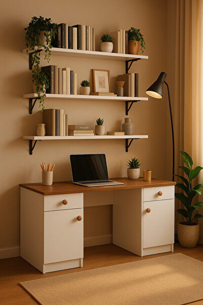 Store Raflı Çalışma Masası