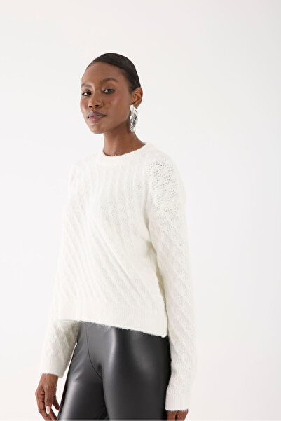 İLKCET MODA Короткий жіночий трикотажний светр з власним малюнком