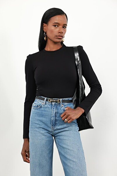 5in1Canpolat Μαύρο κορμάκι με επένδυση 71768