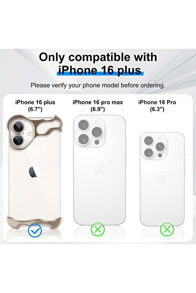 Flippy Μεταλλική θήκη συμβατή με iPhone 16 Plus, Flippy, κράμα αλουμινίου, ανθεκτική σε κραδασμούς, αντιχαρακτική, χρυσή