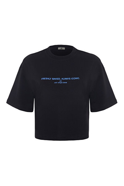 JUD Amanda 82005 Oversize kroj Skraćeni kroj Štampano crne žene Osnovni T-shirt