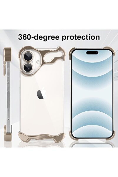 Flippy Μεταλλική θήκη συμβατή με iPhone 16, Flippy, κράμα αλουμινίου, ανθεκτική σε κραδασμούς, αντιχαρακτική, χρυσή