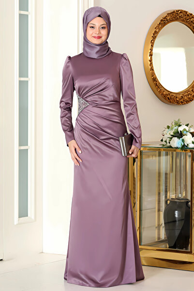 Raika Moda فستان سهرة أنيق من الساتان بطبعة حجر الخصر من إفسون