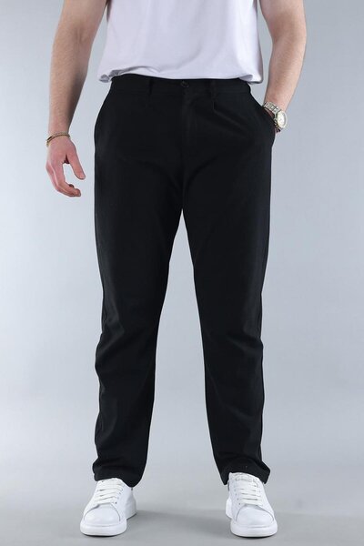 Madmext Dark Black Regular Fit Straight Cut Men's Trousers with Side Pockets 6540