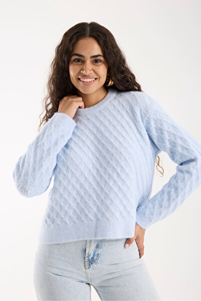 İLKCET MODA Короткий жіночий трикотажний светр з власним малюнком