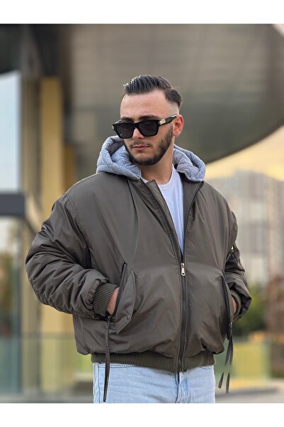 KINGAF Men's Bomber Coat with Hood