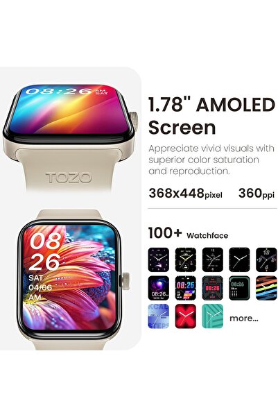 TOZO S4 AcuFit One Smart Watch 1.78" AMOLED Screen for Men Women, Bluetooth Call Dial Fitness Tracke