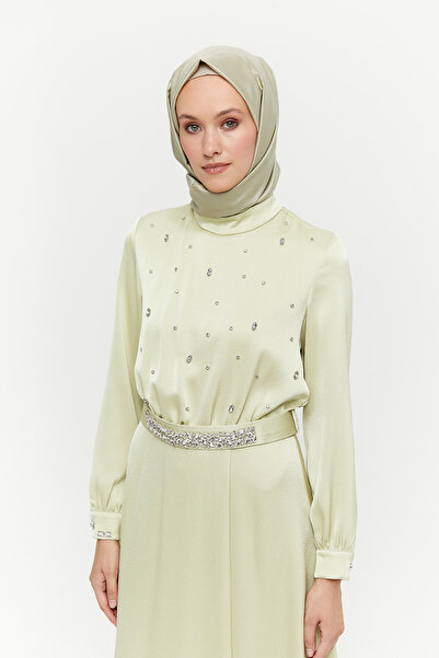 Setrms Taş Detaylı Kemerli Davet Elbise