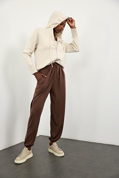 5in1Canpolat Brown Modal Baggy Trousers 40573