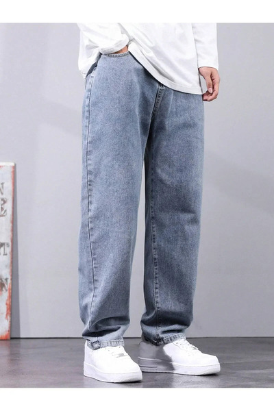 Wkm Denim Erkek Baggy Fit Asit Yıkama Jean Kot Pantolon