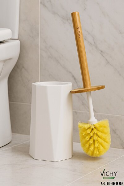 Vichy КЛОСЕТНА ЩІТКА БІЛА VCH-6609 БАМБУКОВА ДЕРЕВ'ЯНА РУЧКА x60