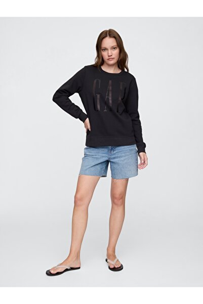 GAP Kadın Siyah Relaxed Logo Sweatshirt