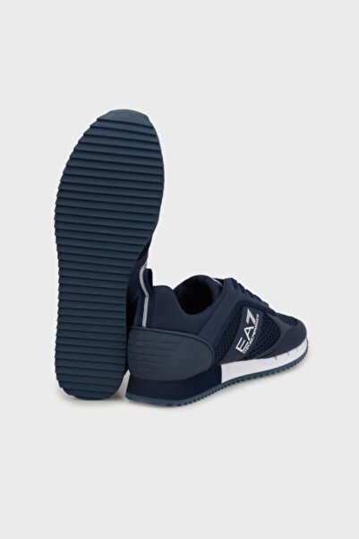 EA7 Men's Breathable Mesh Detailed Comfortable Sole Navy Blue Sneaker with Eagle Logo Motif 7X000334 Af18610-