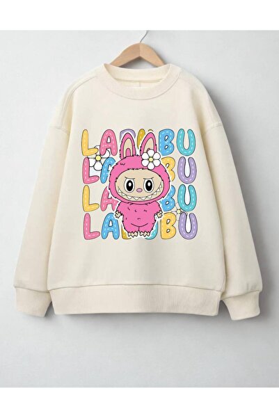 Kız Çocuk Labubu Baskılı Pamuklu Sweatshirt