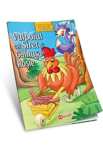 unicart Vulpea și Găina Roșie - carte de colorat A4