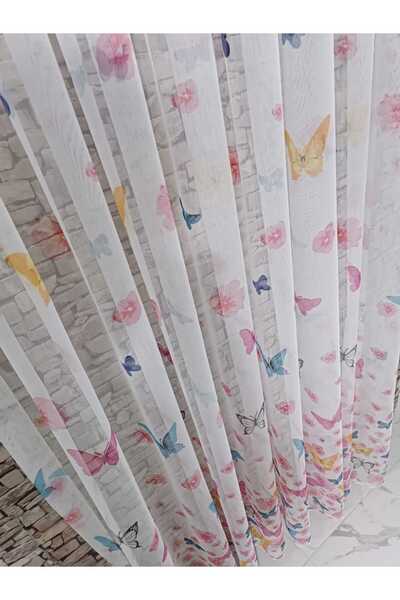 MİR KELEBEKLİ- ERKEK--VE-- KIZ --ODASI TÜL PERDE ŞIK GÖRÜNMLÜ YIKANABİLİR ÜTÜ...