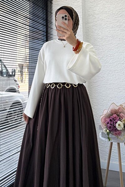 MELEK ARAZ Μπλούζα Volan Sleeve Basic - Εκρού