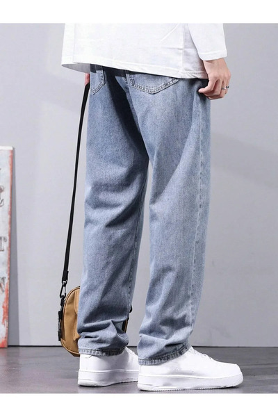 Wkm Denim Erkek Baggy Fit Asit Yıkama Jean Kot Pantolon