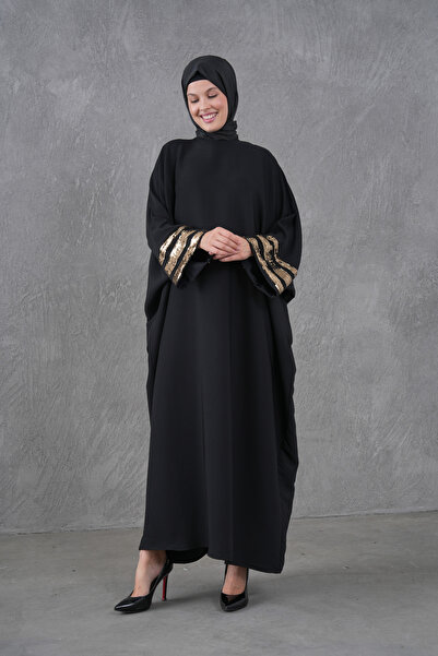 Fzd filizzade Ferace Abaya with Sequin Stripe Detail on the Collar