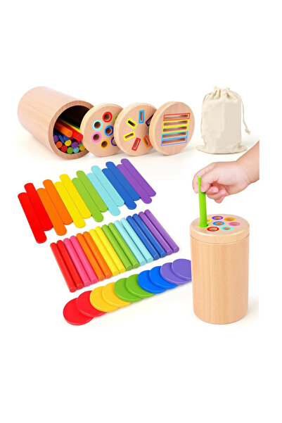 OEM Joc educativ Montessori 3 in 1, pentru Motricitate fina, Jucarii de invatare din lemn pentru copii,