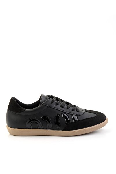 Bambi Siyah Siyah Rugan Kadın Sneaker K01179888809