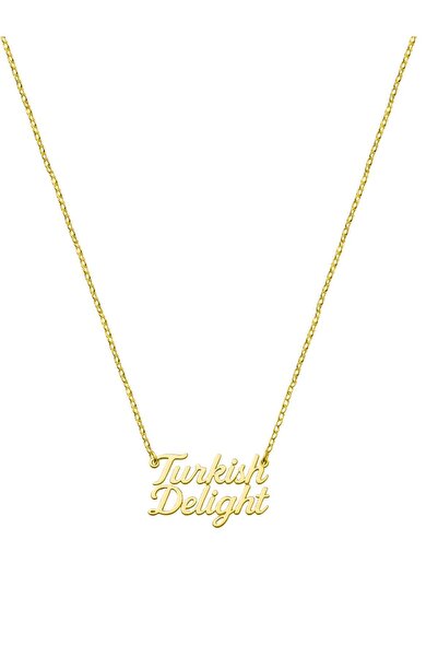 oya silver Turkish Delight Gümüş Kolye-24K Altın Kaplama 3.5x1.5cm