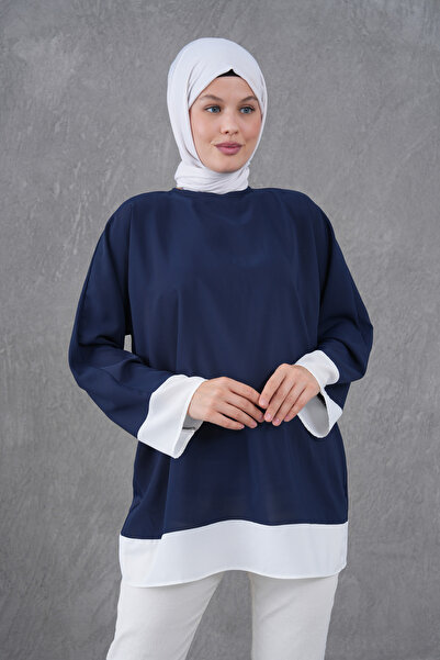 TUNCAY Casual Tunic with Collar and Skirt Trim