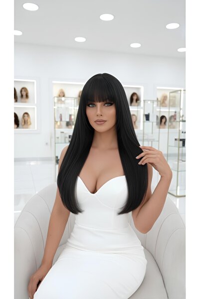 Fenomen Peruk Siyah Düz Kahküllü Vip Düz Peruk