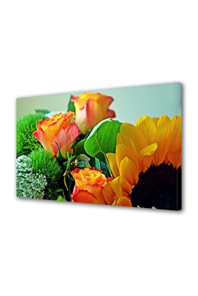 OEM Tablou decorativ, de perete, cu rama din lemn, 33cm x 24cm,cu flori1473