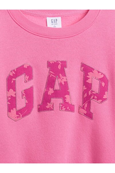 GAP Kız Çocuk Pembe Oversized Grafik Sweatshirt