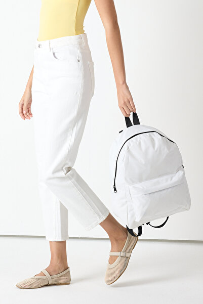 PowerSpeed Unisex White Two-Compartment Backpack with Front Zipper
