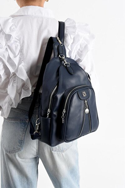 H&D COLLECTİON Soft Leather Multi-Useful Multi-Compartment Backpack Suitable for Daily Use 728