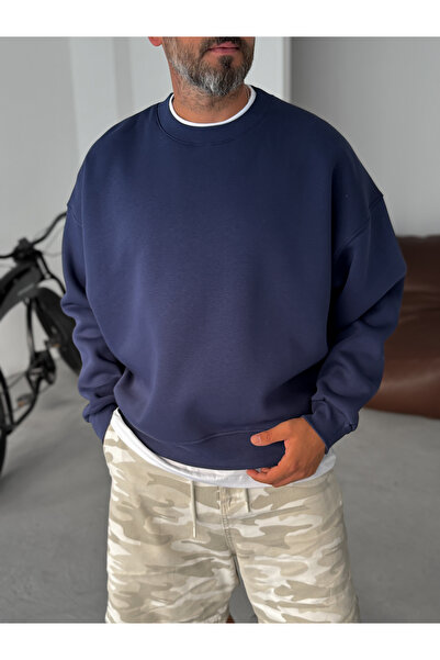 BYBASICMAN Albastru bleumarin basic Swea tricou JJ-81