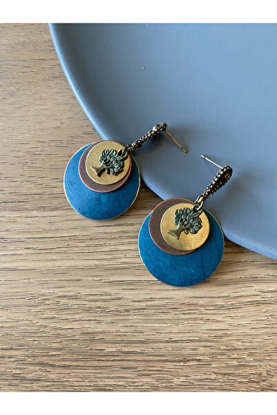 dela otantik Hayat Ağacı Çok Renkli Yuvarlak Sallantılı Küpe | El Yapımı Bohe...