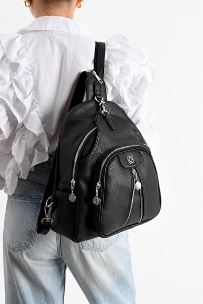 H&D COLLECTİON Soft Leather Multi-Useful Multi-Compartment Backpack Suitable for Daily Use 728