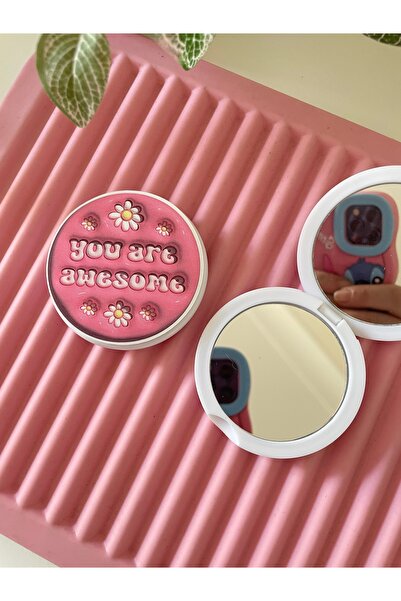 By Selen Suyolcu Mottolu Mini Makyaj Cep Aynası - 6,5 cm