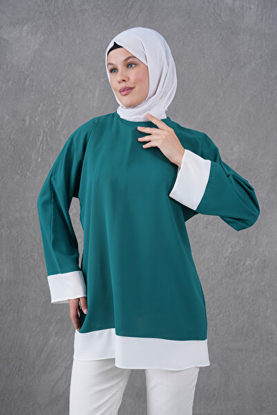 TUNCAY Casual Tunic with Collar and Skirt Trim