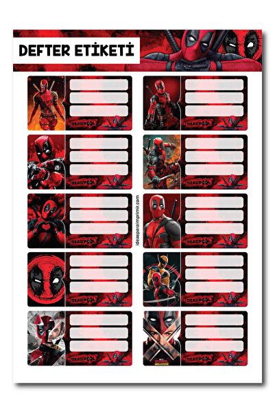 ca kay bu Deadpool Defter Etiketi – 10 Adet Marvel Çıkartma Sticker Seti
