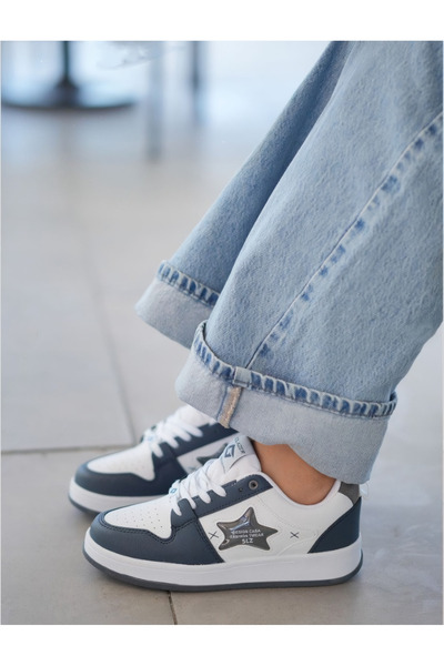 Elit Solazer 017 White Navy Blue Άνετα Ορθοπεδικά Γυναικεία Αθλητικά Παπούτσια