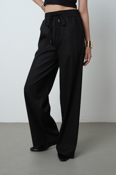 Orfeo Negro Women's Wide Leg Elastic Waist Solid Color Trousers