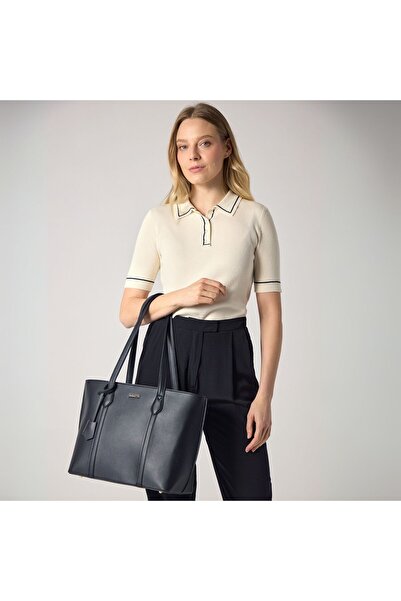 zagatto Geantă shopper de umăr pentru femei, din piele, neagră, format A4, spațioasă, casual, elegantă, ZG976