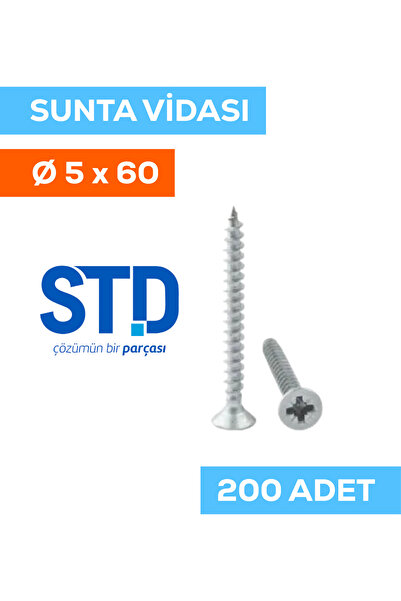 Std 5x60 Sunta Vidası (200 Adet) | Ahşap, Mobilya ve Genel Montaj Vidası