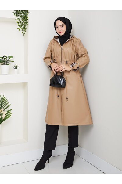 Hb Harma Time Butik Women's Hooded Zippered Leather Mink Hat