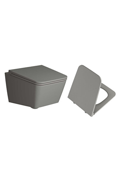 VitrA Equal Rim-ex Asma Klozet Ve Soft Kapak Takımı, Clean, Mat Taş Gri, 7245...