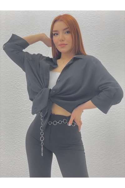 AsprinFashion قميص من القطن والكتان بدون جيوب